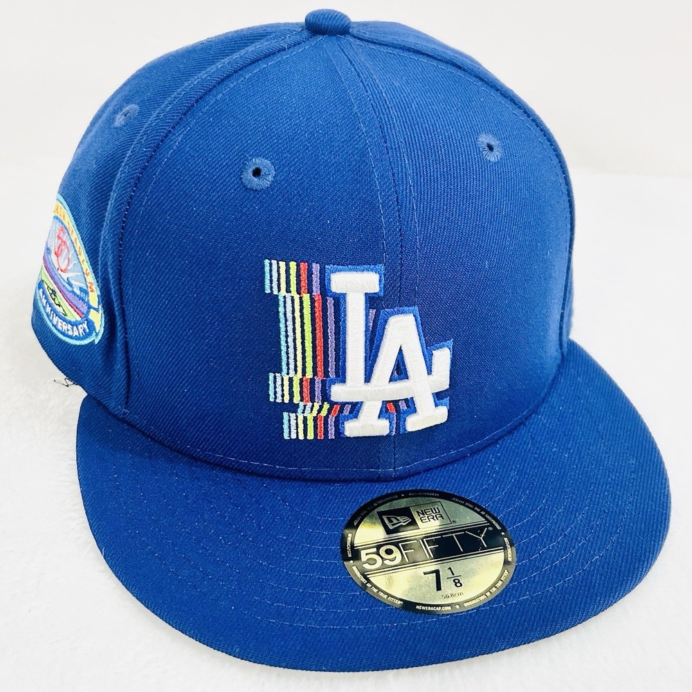 New Era Los Angeles Dodgers‎ Rainbow Stadium 59FIFTY Fitted Hat Cap 7 1/8 Blue